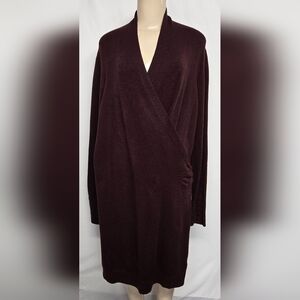 Reitmans XXL Stretch Knit Sweater Dress Criss Cross Long Sleeves Mid Length